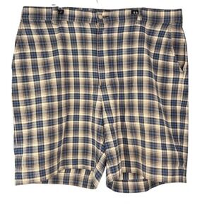 Polo Ralph Lauren Shorts Mens 38 Blue Black Plaid Cotton 7.5 Inseam Vintage Y2K